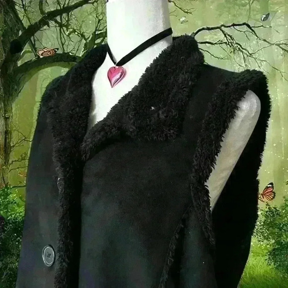 Y2k Brand New With Tags Lucy & Laurel Teddy Black Vest Size L - Picture 2 of 7